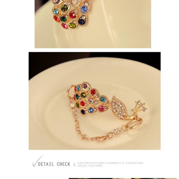 PEACOCK & Gold Waterfall-Tail Bracelet - Picture 2 of 11